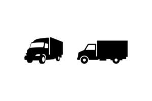silhouette of delivery box truck from front and side vector