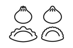 dumpling and good food icon line set vector