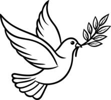A dove in flight carrying an olive branch. vector