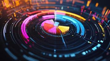 A detailed view of a multicolored pie chart on a highresolution screen with data slices being manipulated through a touch interface emphasizing user engagement in data exploration photo