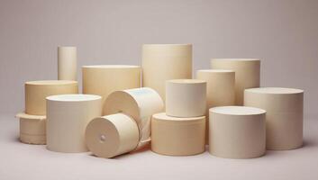Paper rolls and cylinders creating an abstract composition photo