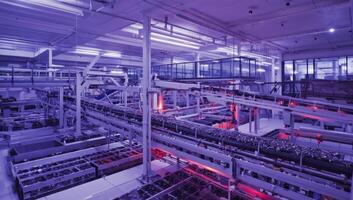 Modern postal service processing center sorting mail with automated system photo