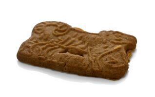 Enjoying a delightful spiced cookie with intricate patterns on a sunny afternoon photo