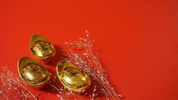 Lump of Chinese New Year Gold Ingots with Copy Space Area photo