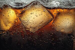 Enjoying a refreshing glass of fizzy soda with ice cubes on a warm summer day. photo