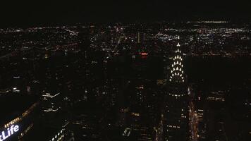 Night View of Manhattan and Chrysler Building from Summit One Vanderbilt with Panning Motion video