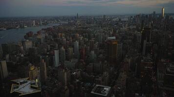 Aerial View of Twilight Cityscape with River from Summit one vanderbilt video