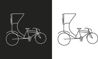 Line art of three wheeler in a black and white background vector