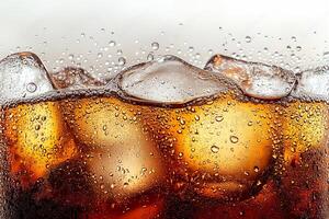 Refreshing beverage with ice and bubbles on a warm day in a cozy setting. photo