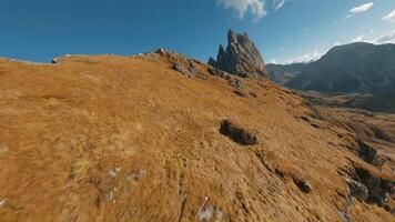 Smooth flight along the mountain range, filmed by FPV drone. Seceda, Italy video