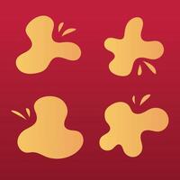 Abstract Gold Liquid Blob Organic Shapes on Red Background vector