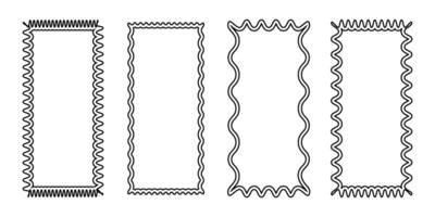 Four Distinct Decorative Rectangles With Different Edge Designs on a White Background vector