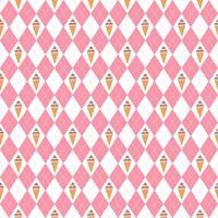 Argyle Pinky with cute of Icecream. Seamless pattern. vector