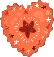 Vintage heart on a white background. Heart cute illustration in cartoon style. vector