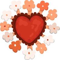 Heart with flowers on a white background. Heart illustration in boho style. vector
