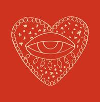 illustration of a heart with a female eye on a red background vector
