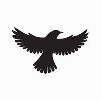 A black bird flying in the air on a white background vector