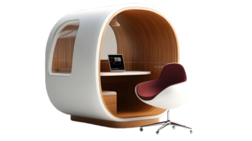 Functional Desk with Computer and Comfortable Chair png