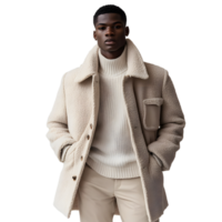 Elegant black Man in a Long Coat for Visual Designs png