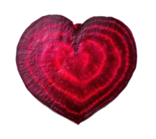 Heart-shaped beetroot showcasing vibrant red color and unique texture on transparent background png