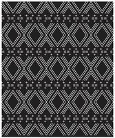 Square print scarf black and white geometric tribal pattern with diamonds and lines. vector