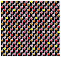 A monochrome square print pattern adorned with variously colored dots, creating a vibrant contrast against the black and white background. vector