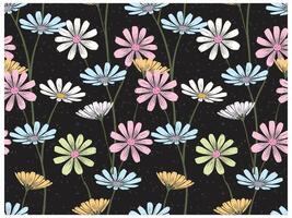 A monochrome design showcasing a repeating pattern of daisies, emphasizing elegance and simplicity. vector