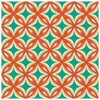 Colorful geometric square print scarf, pattern with red, orange, and green stone, surrounded by decorative borders. vector