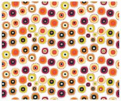 A colorful square print pattern of stylized, concentric circles on a white background vector