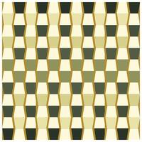 Geometric square print abstract pattern of tessellated trapezoid in shades of green and yellow. vector