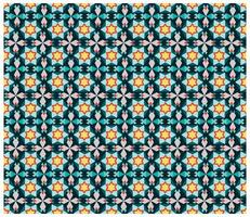 Colorful geometric print pattern in square shape with stars and abstract shapes, orange star in blue background. vector