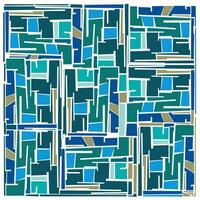 Abstract geometric pattern with interlocking shapes in shades of blue, green, and cream. vector