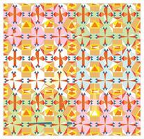 Colorful geometric print pattern with abstract shapes overlapping on a light background. vector