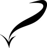 Illustration features a bold, black curved arrow with a dynamic, flowing design, tapering at both ends, giving it a sense of motion and direction. png