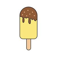 Ice cream with chocolate and brown drizzle on a stick vector