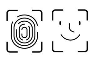 Finger print icon biometric id, unique scan, line signature on white background. Touch id identity, scanner. Fingerprints icon vector