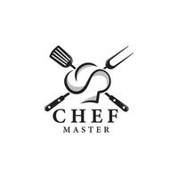master chef logo with chef hat on white background vector