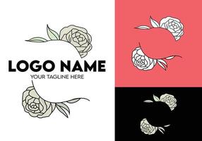 Feminine botanical logo design, modern minimalist feminine style brand logo design vector