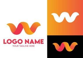Modern Minimalist Orange W Initial Letter Logo Design for Tech Startup Businesses vector