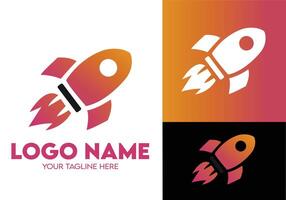 Modern Minimalist Orange Logo Design for Tech Startup Businesses, Professional Creative Logo Design for Tech related Brands, Growth Rocket Logo vector