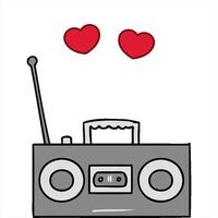 hand drawn cartoon doodle of a retro cassette player design art video