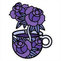 tattoo in traditional style of a cup and flowers design art video
