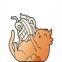 cartoon cat playing with ball of string creative design video