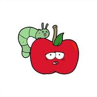cartoon apple and bug creative design video