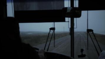 View from a bus on a foggy road video