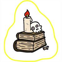 cartoon doodle spooky old spell books artistic drawing video
