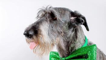 Irish wolfhound dog St Patrick Day theme isolated in the white background photo