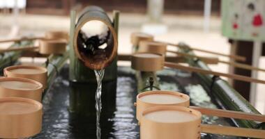 Purification trough at Oomiya hachiman shrine in Tokyo video