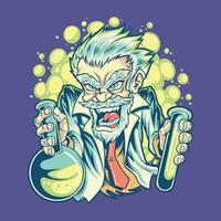 crazy scientist experiment in lab illustration vector
