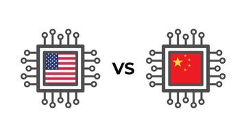 Artificial Intelligence technology between America and China vector